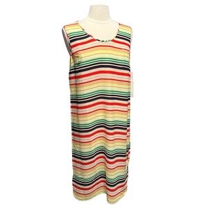 Halogen x Atlantic Pacific Multi Striped Sleeveless Midi Dress Size Medium NWT